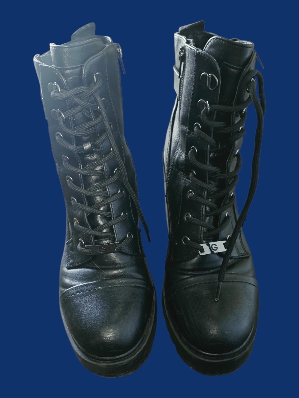GBC Black Lace-Up Combat Boots - Women's